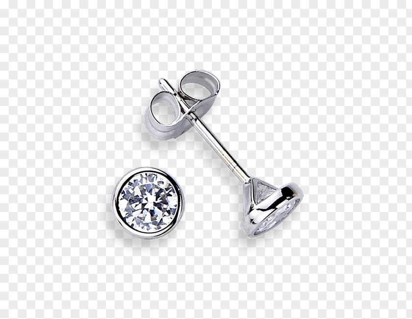 Round Bezel Earring Body Jewellery Silver PNG