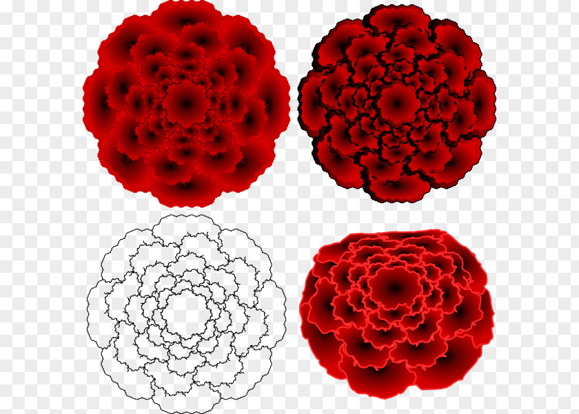 Abstract Flower Floral Design Red Color Clip Art PNG