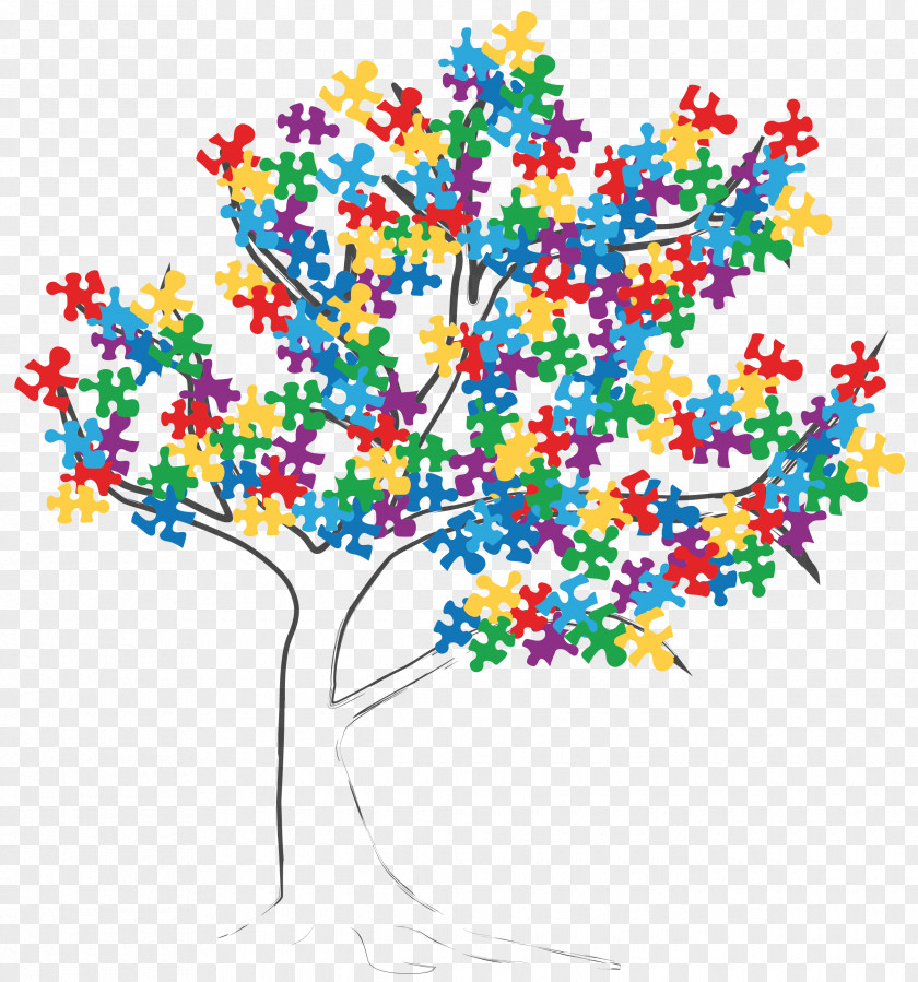 Autism And Puzzles Spectrum House Tree Floral Design Puzzle PNG