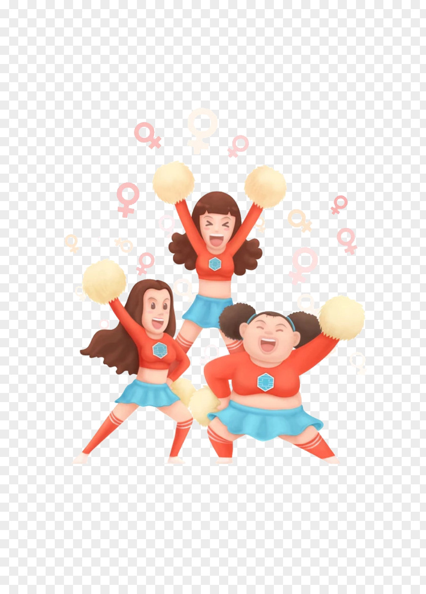 Girls Cheerleading Cartoon Dance Illustration PNG