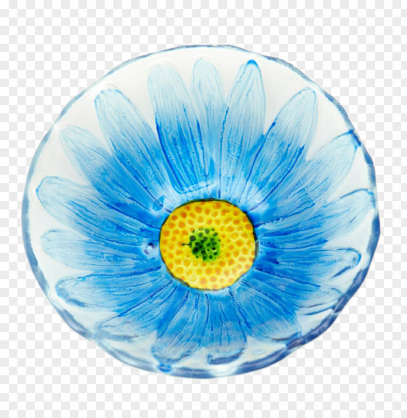 Blue Floral Glass Compote Petal Flower PNG