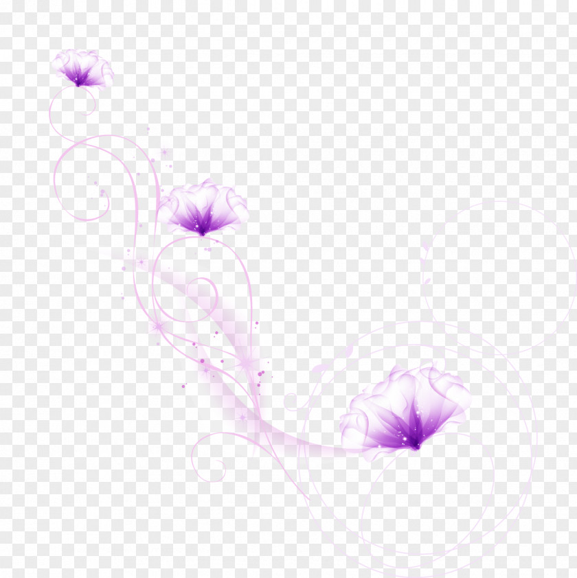 Hand-painted Purple Flower Vine Pattern PNG