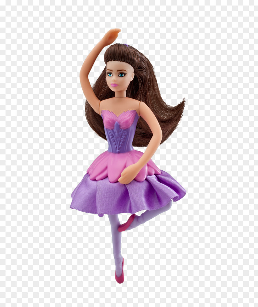 Barbie Bailarina Brown Hair Purple PNG