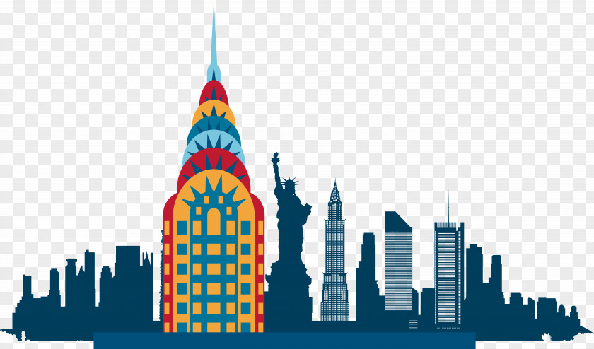 Vector Landmarks New York City Skyline Silhouette Illustration PNG