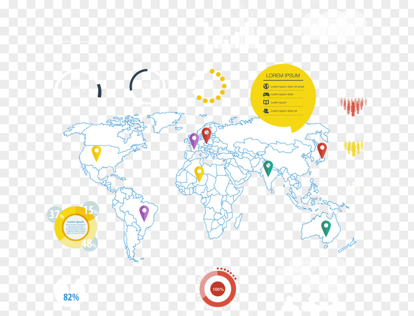 Vector World Map Infographic PNG