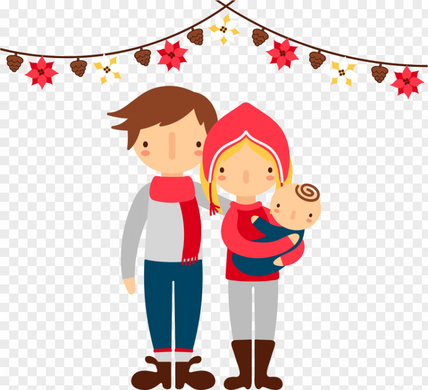 A Family Of Three Vector Christmas PNG