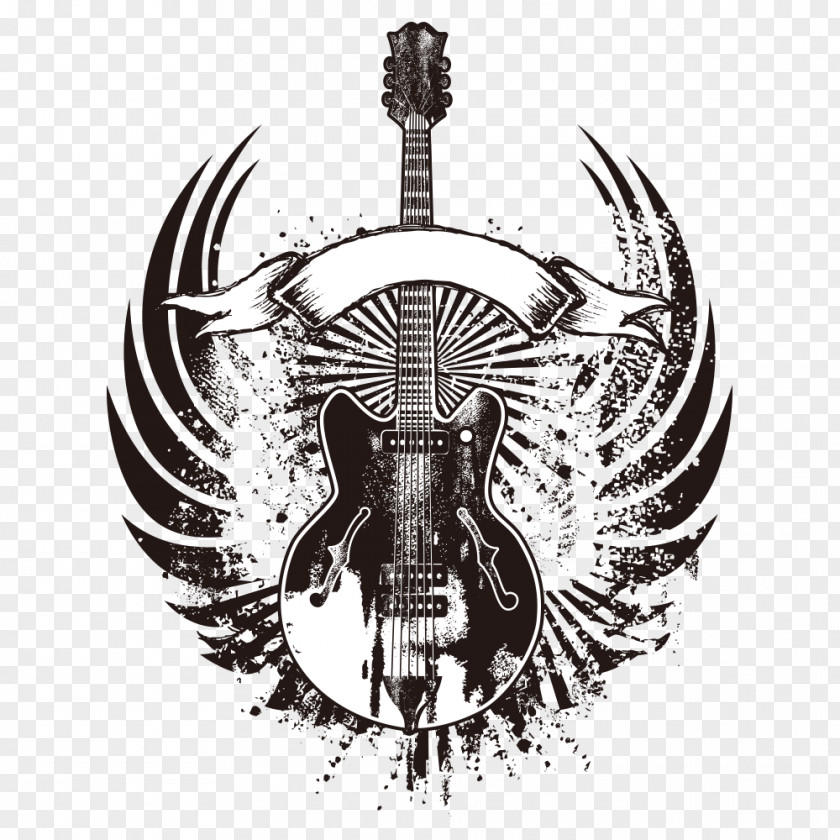 Guitar Shutterstock Rock Music PNG music, printing, black and white guitar illustration clipart PNG