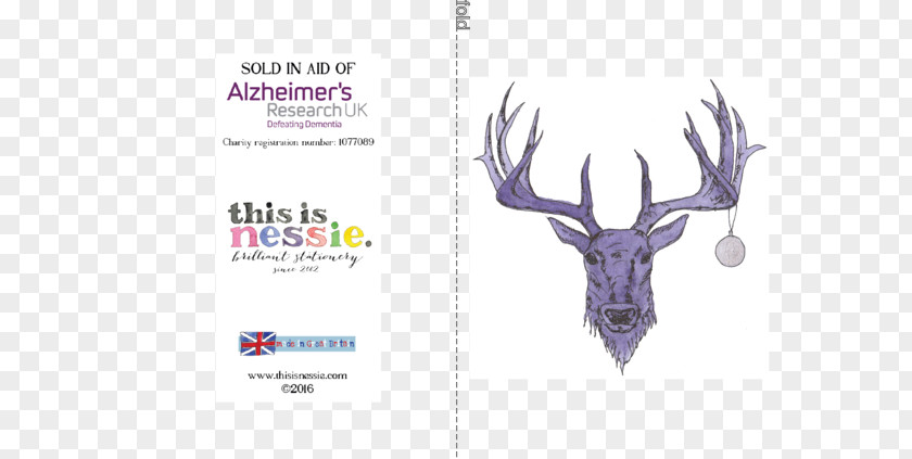 Purple Christmas Card Greeting Deer Alzheimer's Research UK PNG