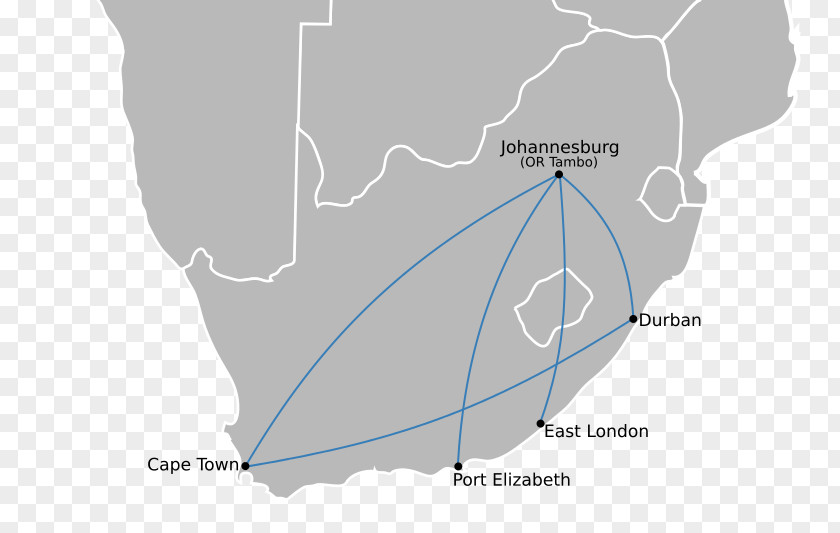 Network Map Cape Town International Airport O. R. Tambo South African Airways T And O PNG