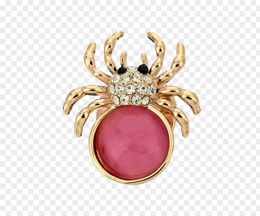 Pink Spider Brooch Inlaid Brick Material Ruby PNG