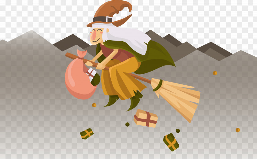 Ride The Witch To Send Gifts Broom Illustration PNG