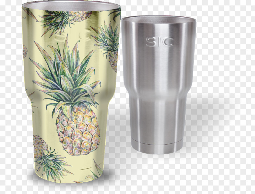 Watercolor Pineapple Perforated Metal Glass Cup Multi-scale Camouflage Pattern PNG