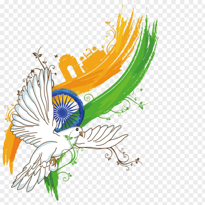 Vector Dove India Independence Day Indian Poster Illustration PNG