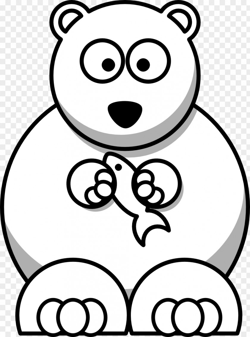 Black White Cartoon Drawings Baby Polar Bear Clip Art PNG
