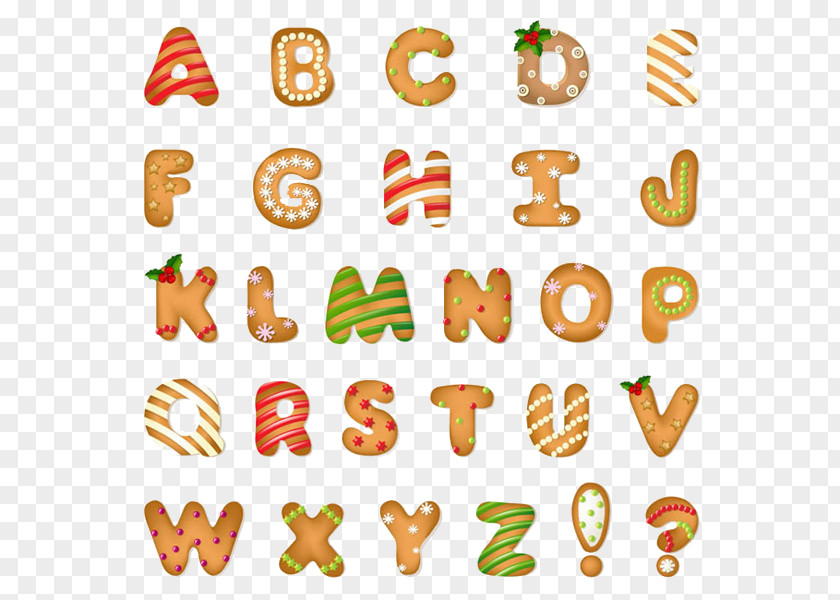 Christmas Crackers Letters Element Santa Claus Cookie Alphabet PNG