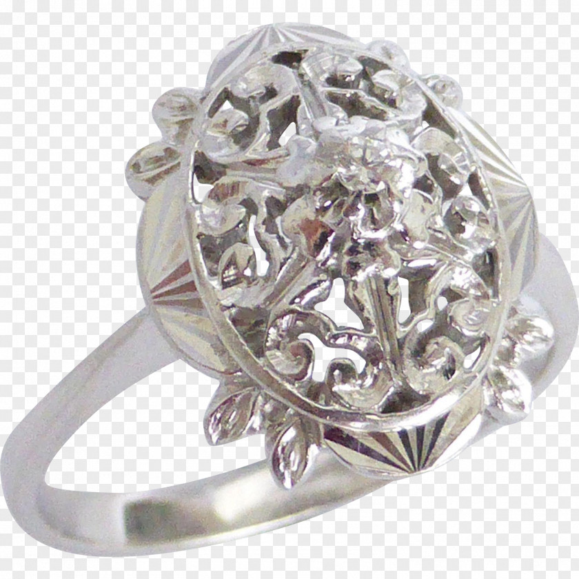 Silver Sterling Hallmark Niello Ring PNG