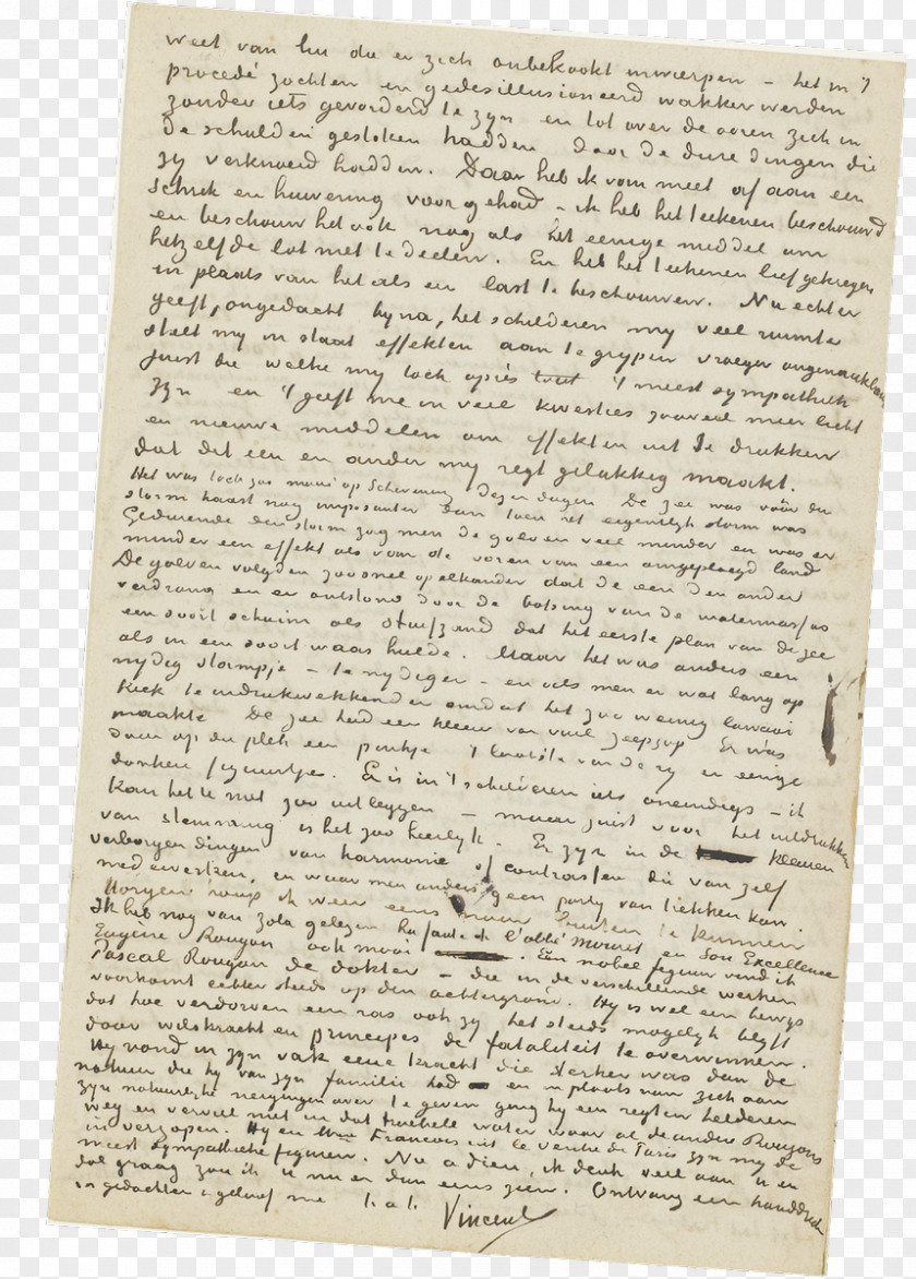 Van Gogh Museum Document Handwriting Illinois Fax PNG