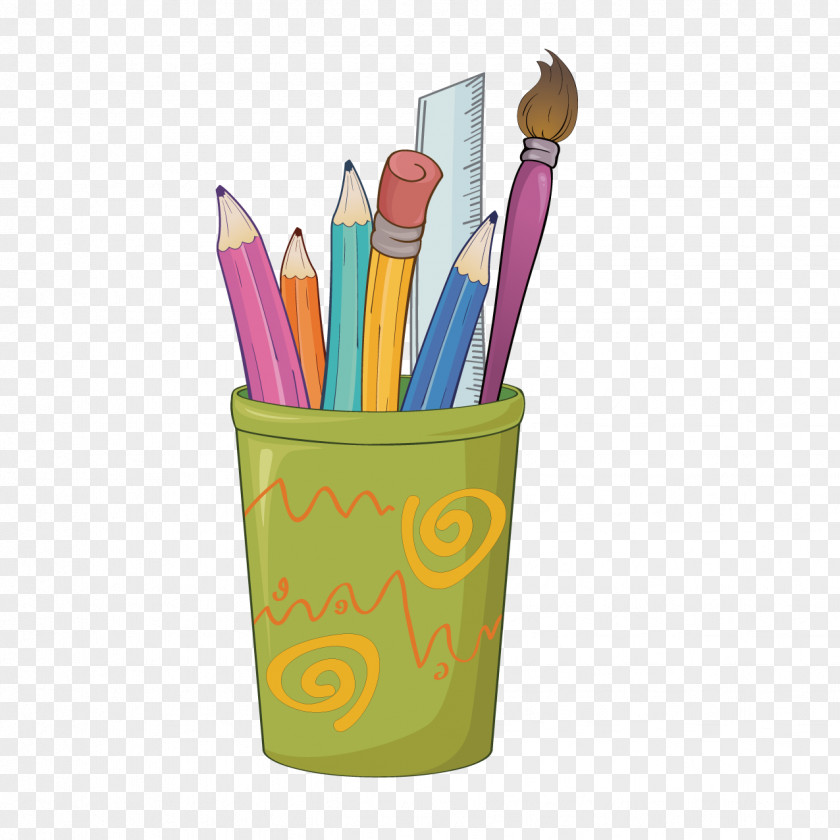 Cartoon School Supplies Paper Colored Pencil Drawing Clip Art PNG