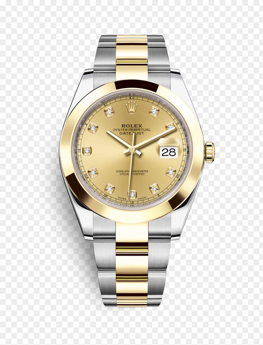Rolex Datejust Watch Oyster Colored Gold PNG