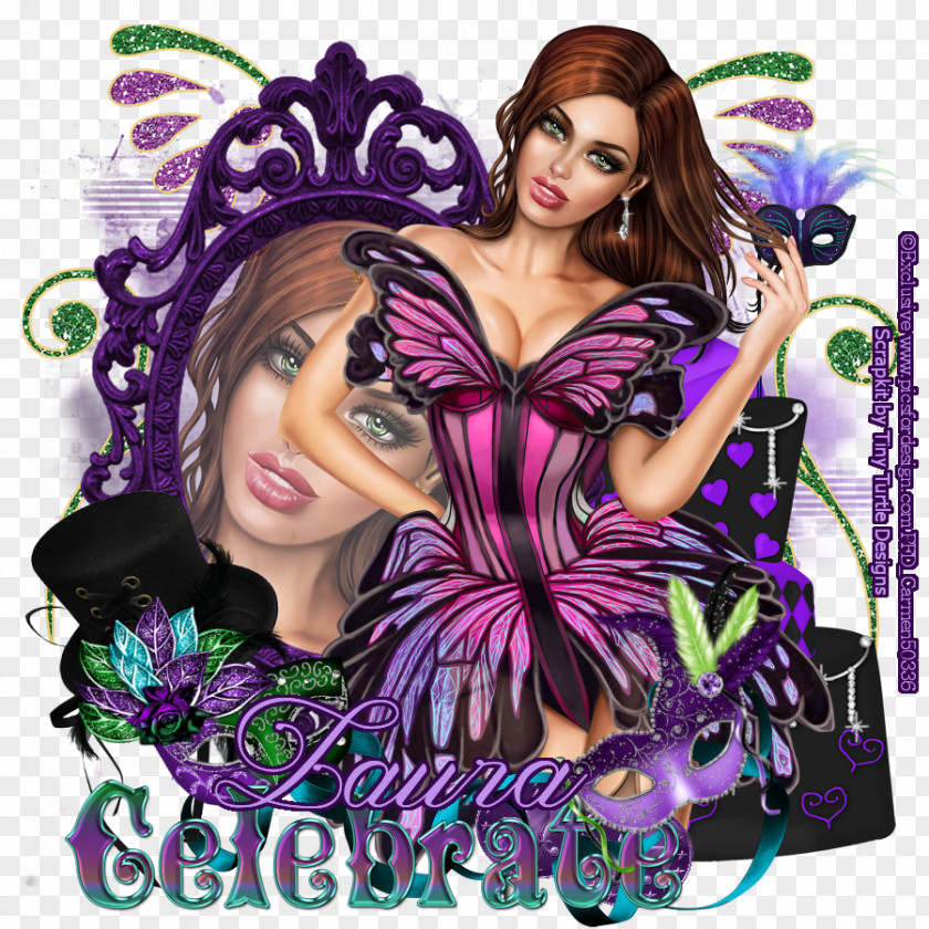 Butterfly Posers #1 Mardi Gras Purple PNG