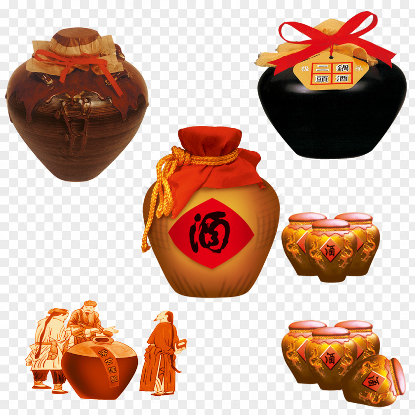 Jar Wine Baijiu Jiuqu Erguotou Alcoholic Drink PNG