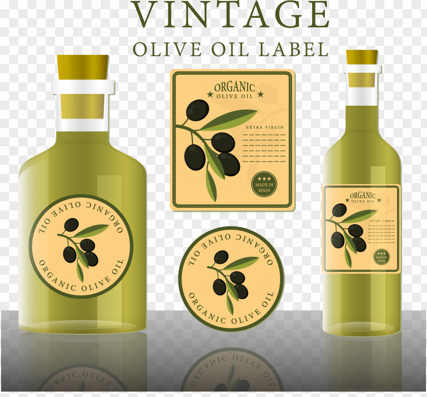 Creative Olive Oil Bottle Liqueur Label PNG