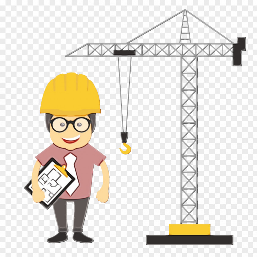 Personal Protective Equipment Hard Hat Cartoon Construction Worker Crane Yellow PNG