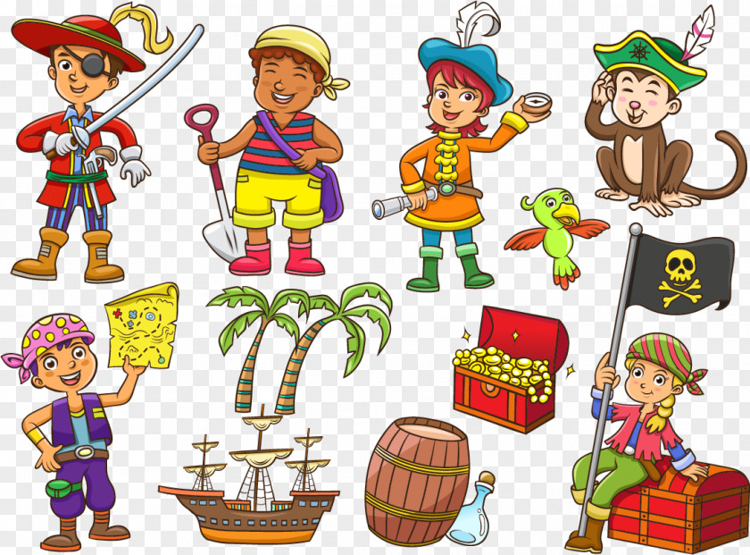 Pirate Dress 11 Models For Children And Decorations Piracy Cartoon Illustration PNG