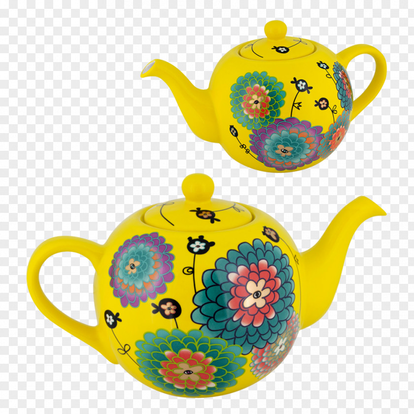 Tea Set Dishware Kettle Teapot Tableware Yellow Lid PNG