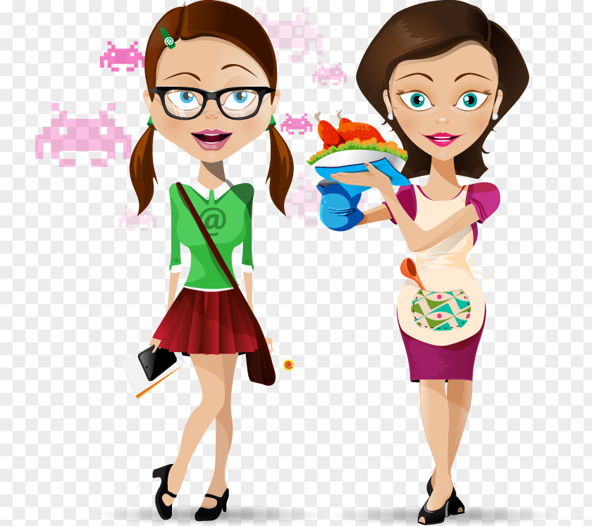 Beauty Cartoon Cute Skirt Housewife Homemaker Illustration PNG