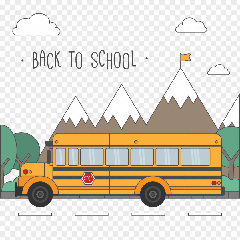 Cartoon School Bus Yellow PNG
