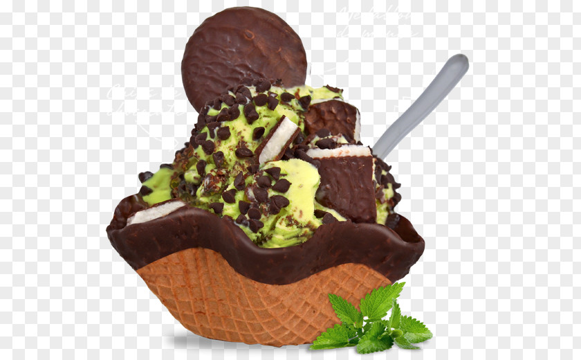 Chocolate Mint Ice Cream Sundae Cones Dame Blanche PNG