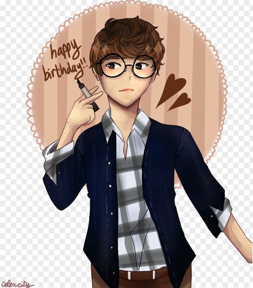 Happy B.day Glasses School Uniform Outerwear Top PNG