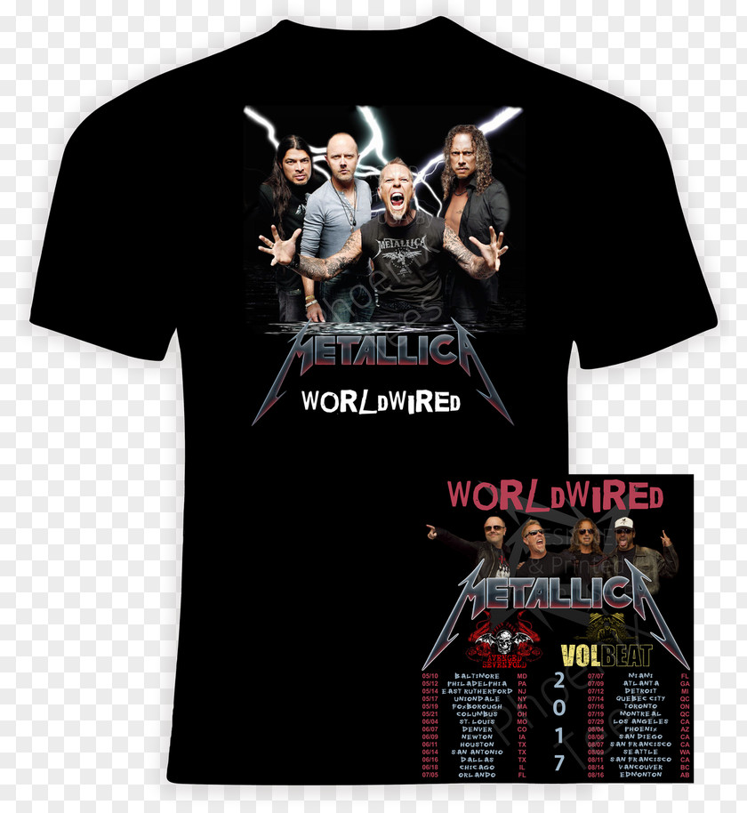 Tshirt Metallica WorldWired Tour Avenged Sevenfold El Dorado World Queen + Adam Lambert 2017–2018 T-shirt PNG