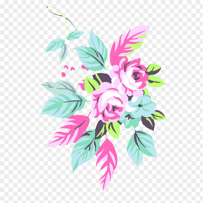 Hand-painted Roses Pink Floral Design Flower PNG