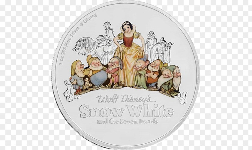 Snow White Seven Dwarfs Silver Coin PNG