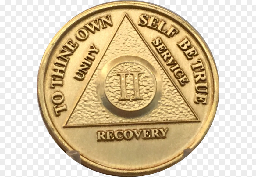 Coin Sobriety Alcoholics Anonymous Gold Medal PNG