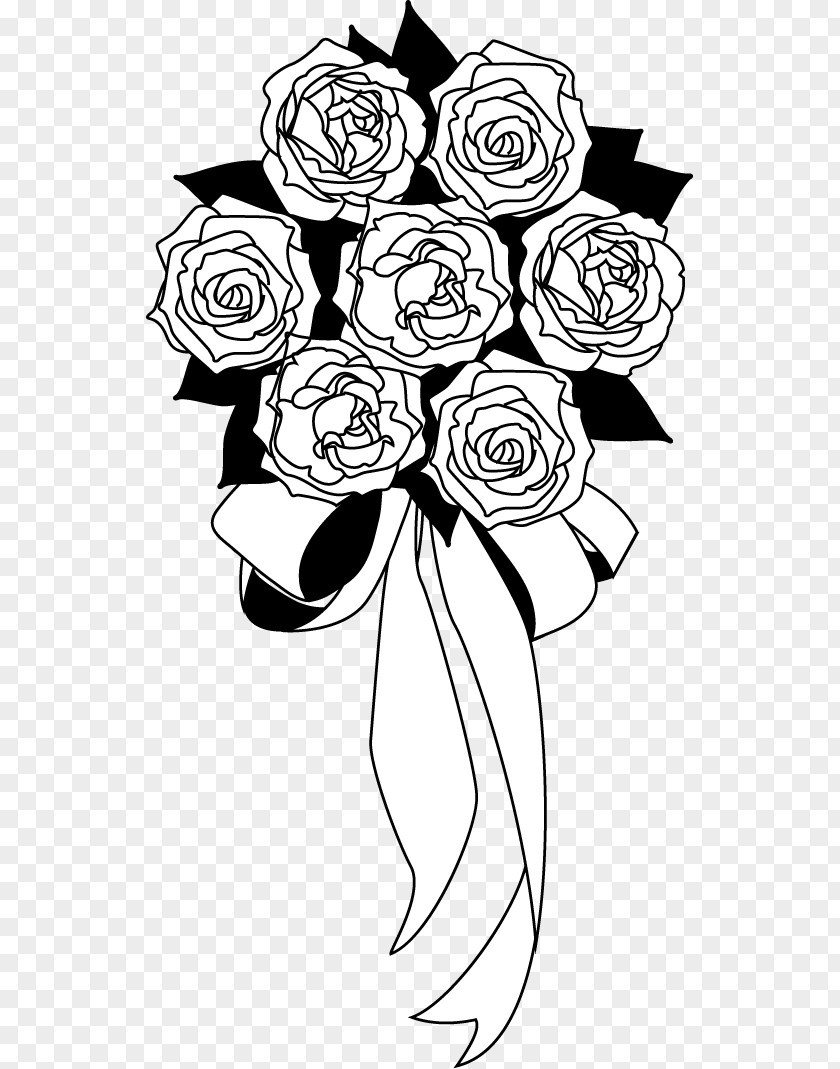 Flower Floral Design Nosegay Black And White Clip Art PNG