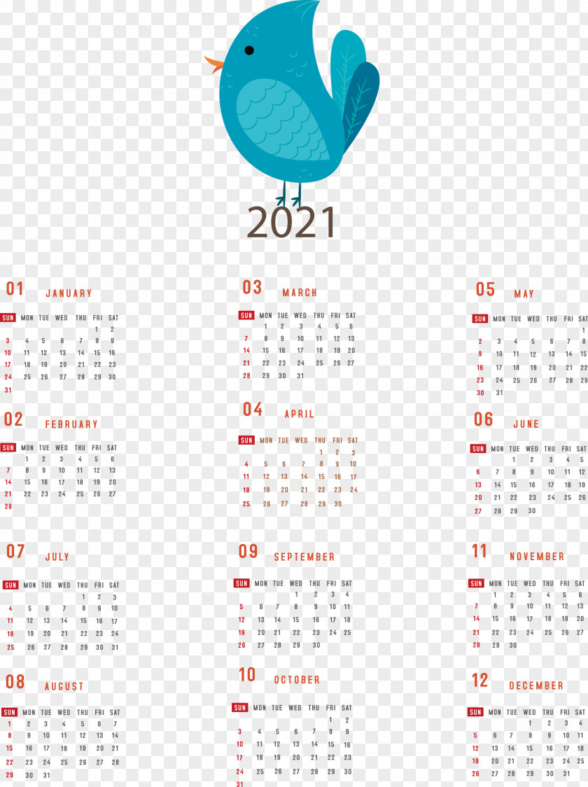 Printable 2021 Yearly Calendar PNG