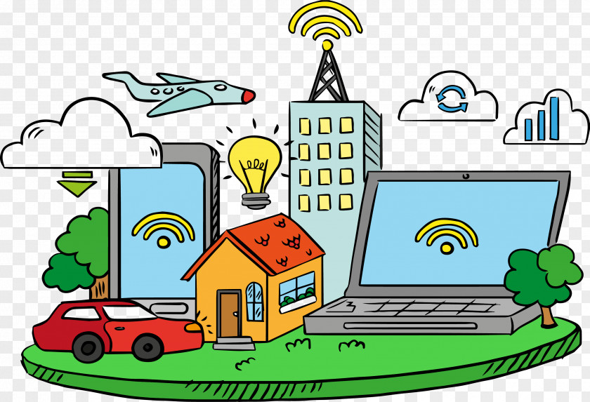 HandPainted Cloud Computing And Internet Of Things Model Download PNG