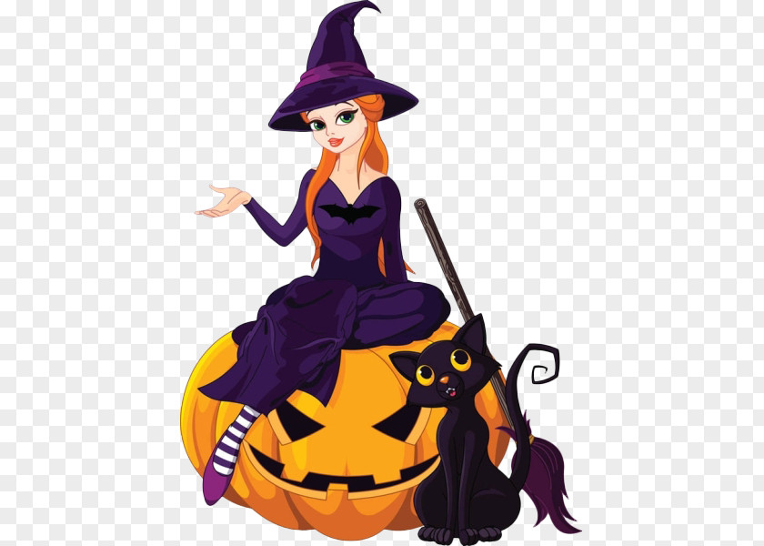 Beautiful Cartoon Magic Witch Halloween Witchcraft Clip Art PNG