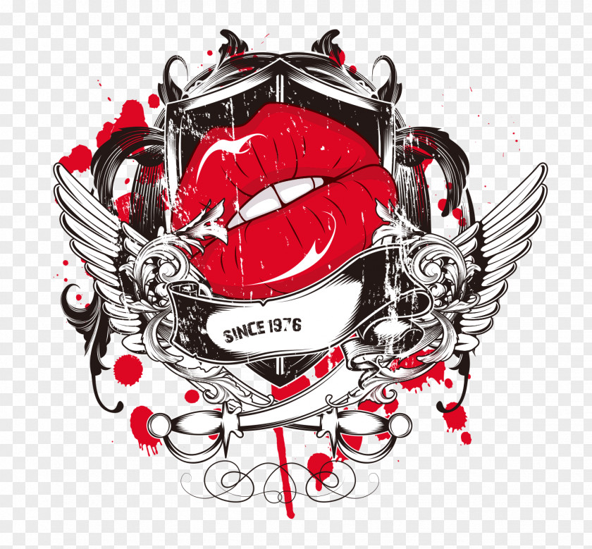 Red Lips T-shirt Grunge Royalty-free PNG