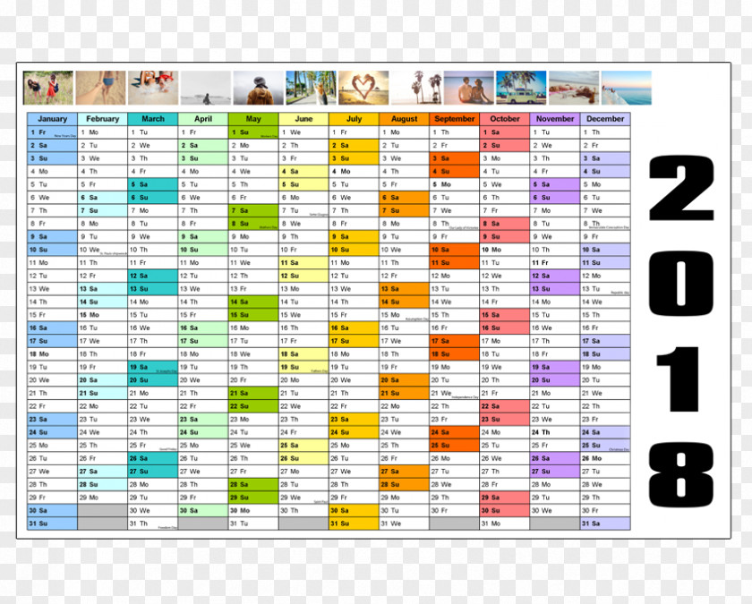 Wall Calendar 0 Template ISO Week Date Microsoft Excel PNG