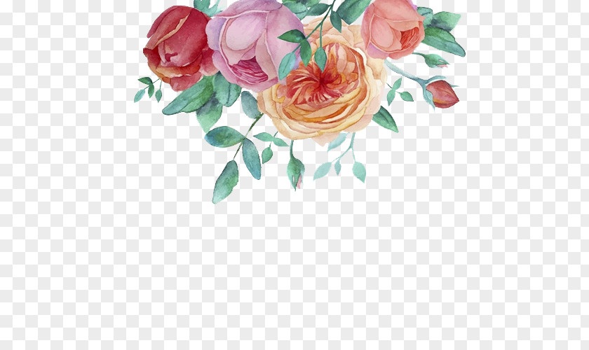 Hand-painted Watercolor Flower Decorative Frame Painting Garden Roses PNG
