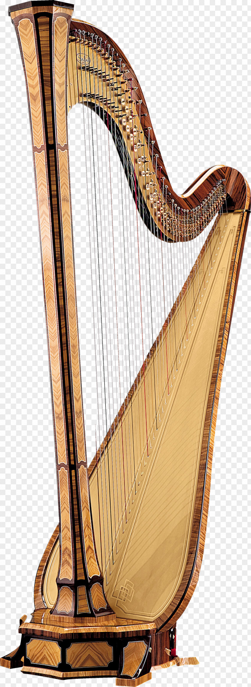 Brown Beautiful Harp Musical Instrument PNG