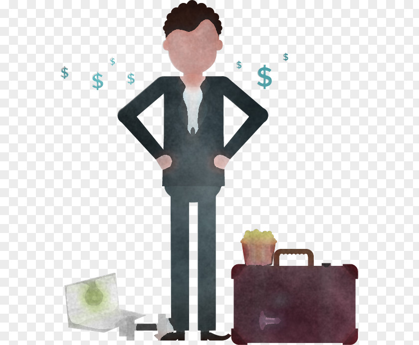 Cartoon Standing Suitcase Baggage Businessperson PNG