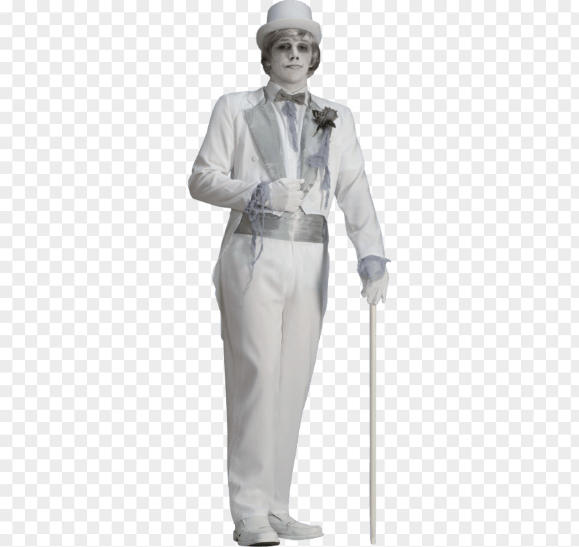 White Gauze Halloween Costume Ghost Groom Party PNG