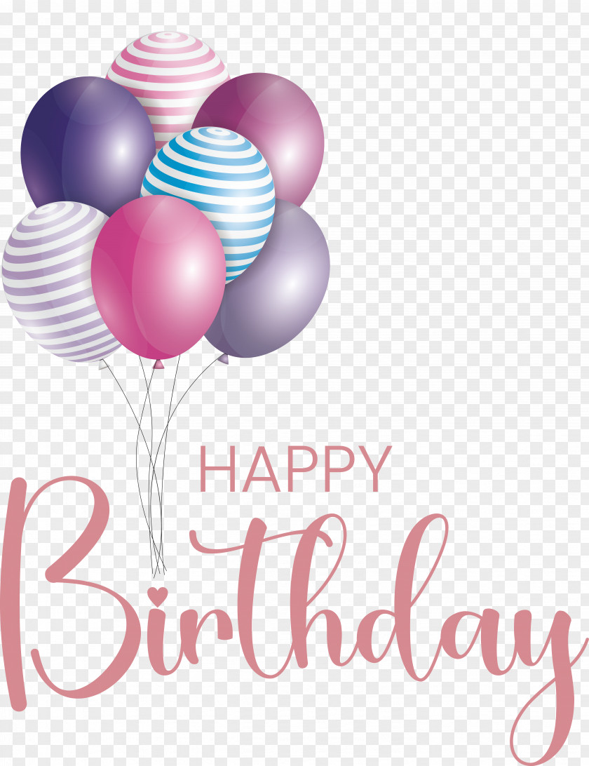 Balloon Birthday Party Color Greeting Card PNG