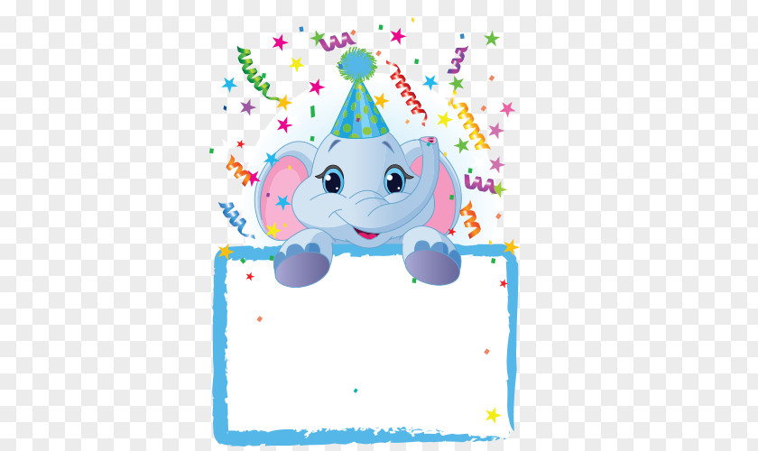 Elephant Party Picture Frame Birthday Clip Art PNG