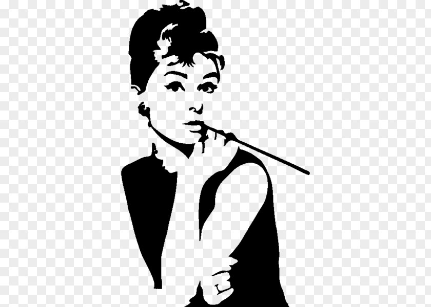 Audrey Hepburn Art Painting Black And White Wall Decal PNG